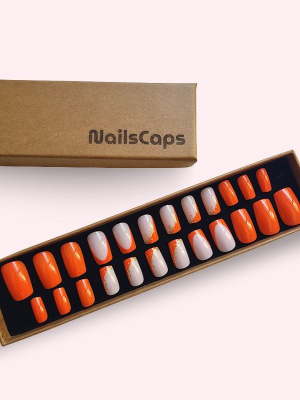 Faux ongles press-on Orange gold