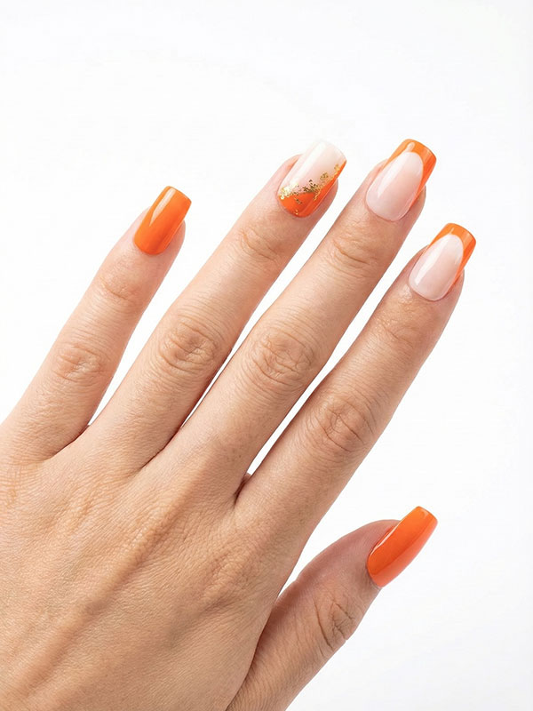 Faux ongles press-on Orange gold