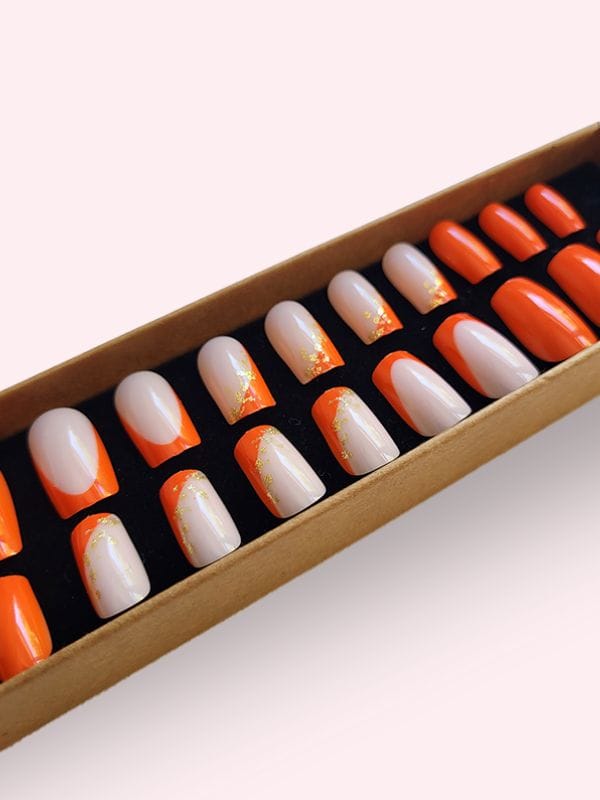 Faux ongles press-on Orange gold