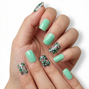 Faux ongles press-on Mint Flower Power