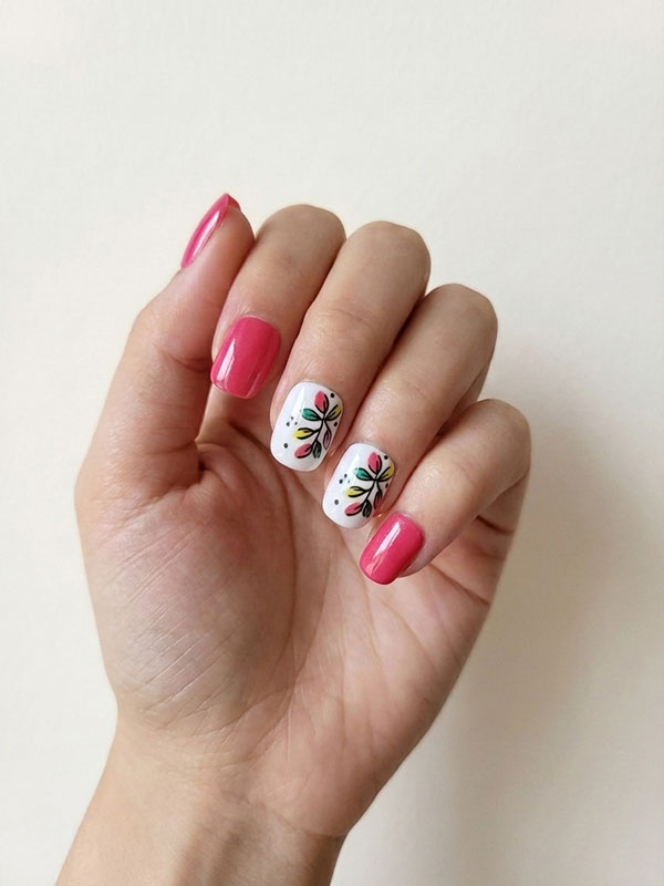 Faux ongles press-on Flowers Red