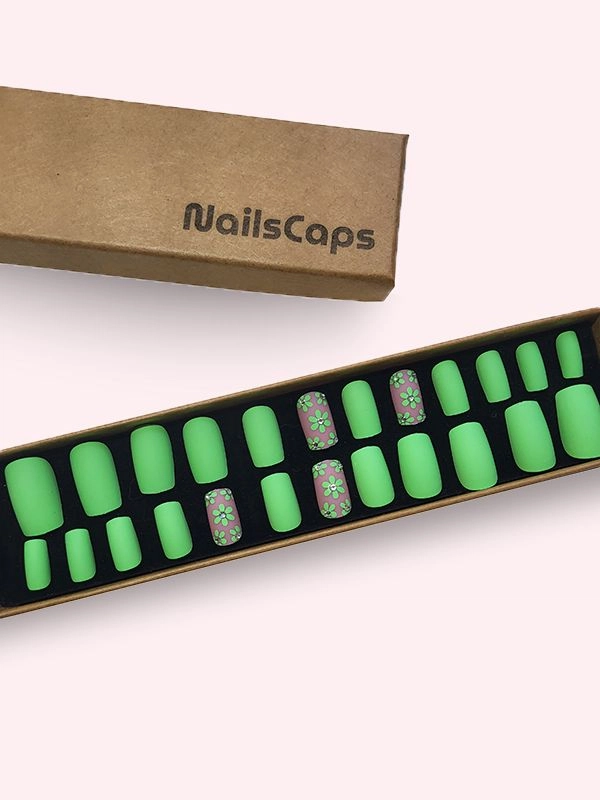 Faux ongles press-on Green Blossom