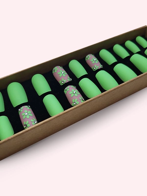 Faux ongles press-on Green Blossom