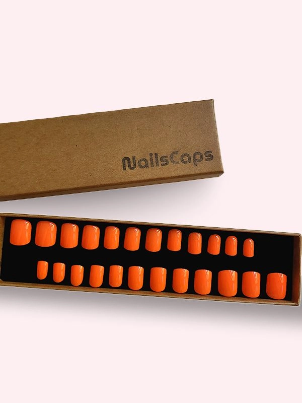 Faux ongles press-on Orange Néon