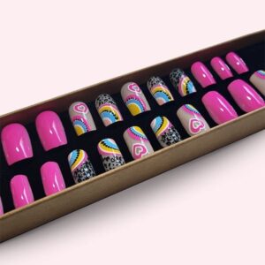Faux ongles press-on Pink Pop Rainbow