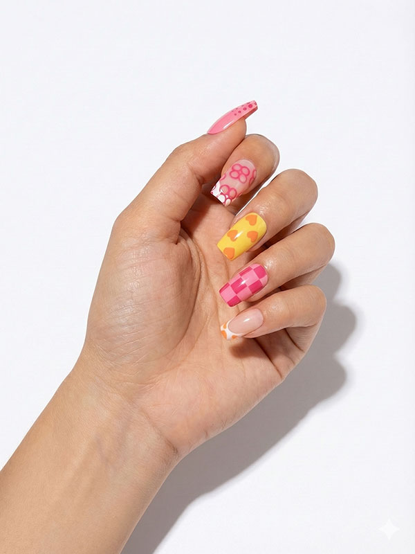 Faux ongles press-on Rainbow Pop