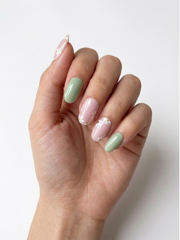 Faux ongles press-on Marguerites