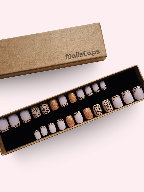Faux ongles press-on Léopard Doré