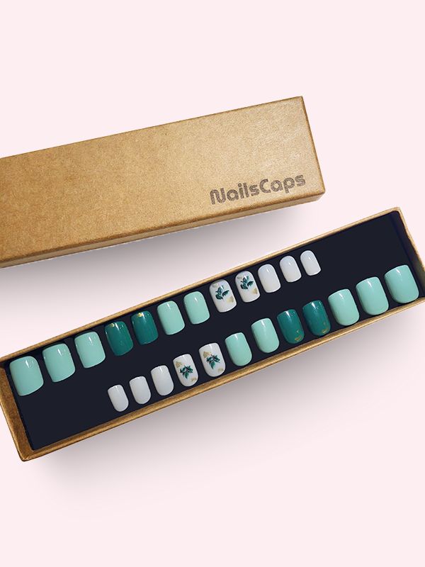 Faux ongles press-on Menthe Fleurie