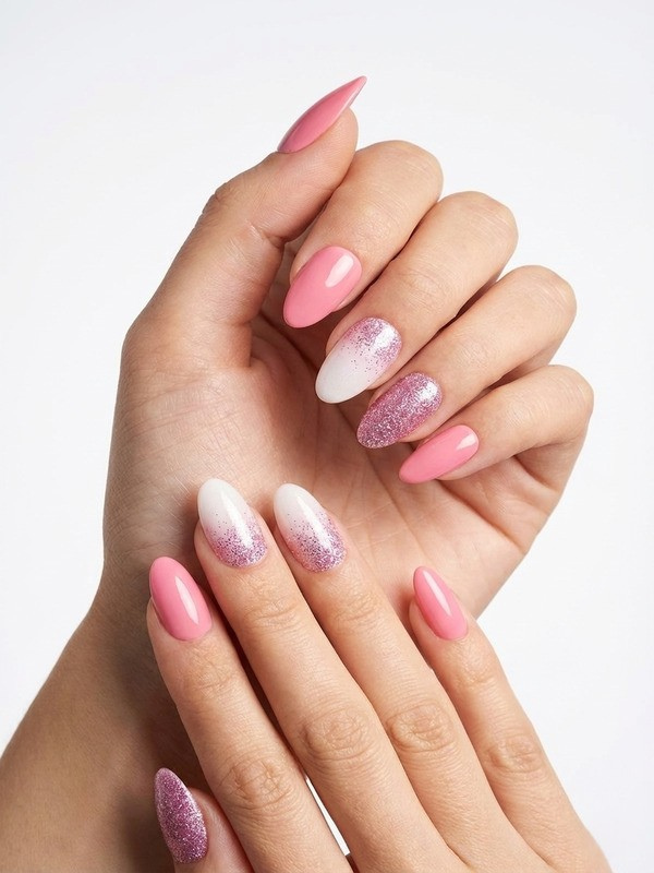 Faux ongles press-on Pink Glitter Party