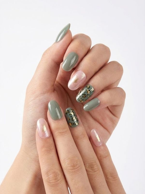 Faux ongles press-on Safari Kaki Léopard