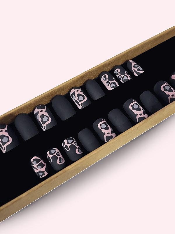 Faux ongles press-on Safari Rose Léopard