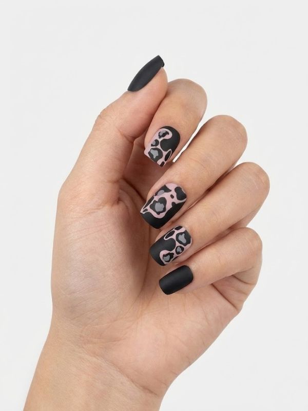 Faux ongles press-on Safari Rose Léopard