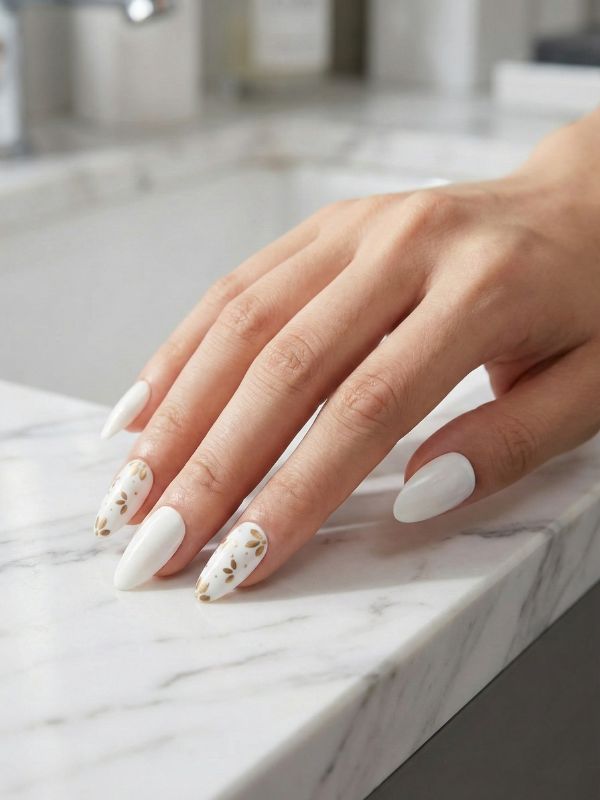 Faux ongles press-on Éclat Floral Doré