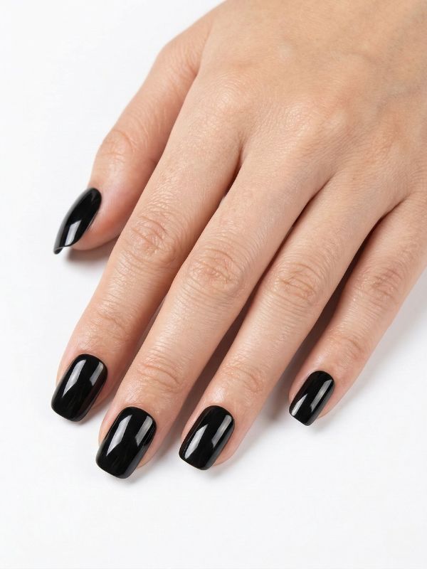 Faux ongles press-on Noirs Brillants