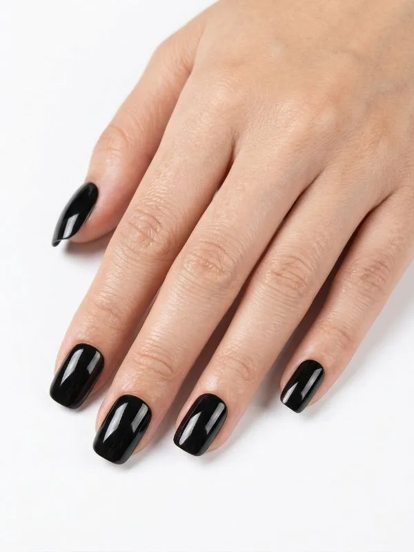 Faux ongles press-on noirs brillants pour homme, Nailscaps