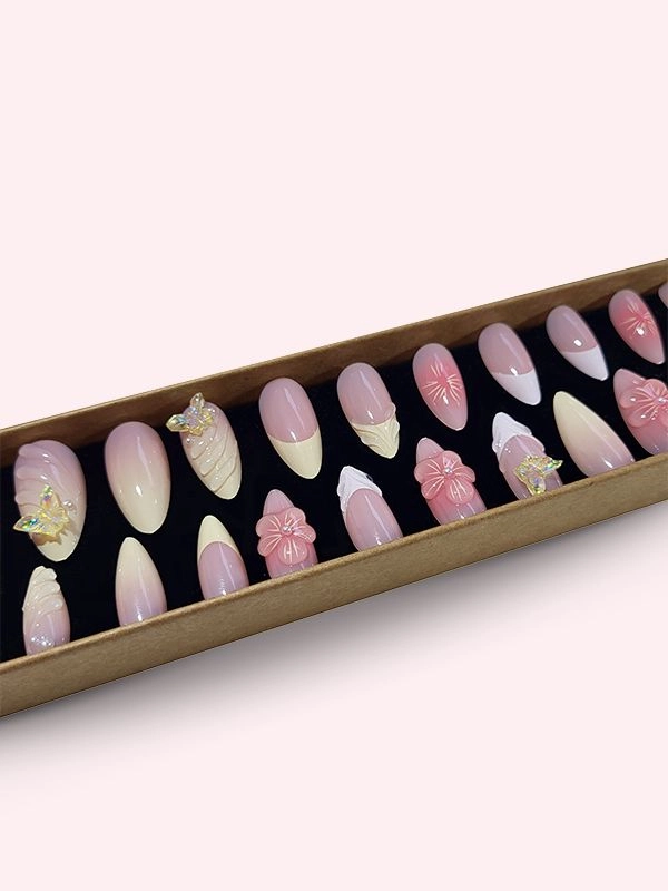 Faux ongles longs amande Douce Orchidée, Nailscaps
